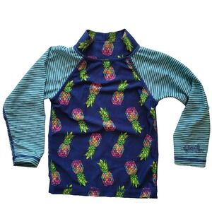UV Skinz Swimwear Top shirt Rash Guard Skirt UVA 50+ Size 3T blue pineapple long